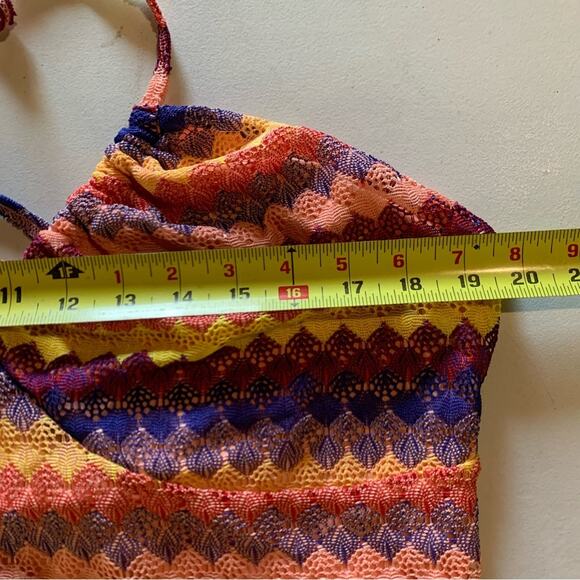 Wild Fable Rainbow Crochet Knit Maxi Halter Dress with Front Slit Size XXL - Picture 2 of 7